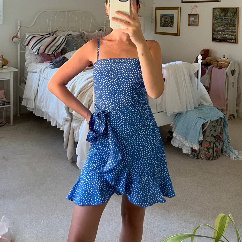 Hello Molly Blue Ruffle Mini Dress